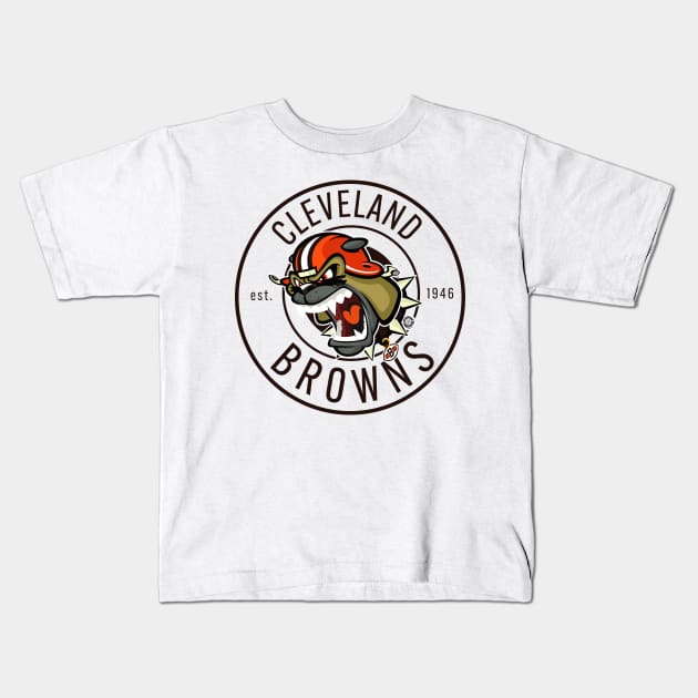 Cleveland Browns BullDawg Growler Dark Stamp Kids T-Shirt by Goin Ape Studios